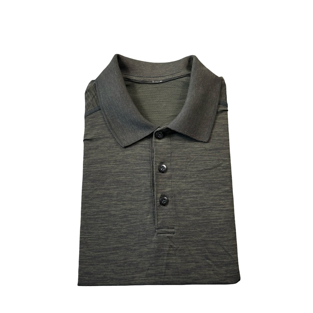 Lululemon Mens Metal Vent Tech Polo Shirt Heathered Green Black Size L